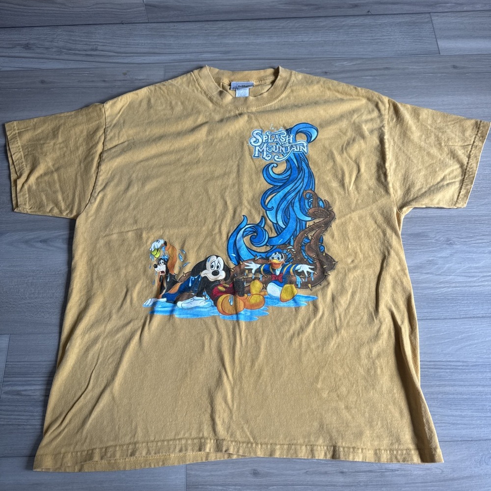 Vintage Disney Splash Mountain Vines Theme Park Shirt Yellow Size XL Y2K